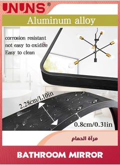 UNUNS Black Vanity Mirror,Bathroom Mirror For Over Sink,Wall-Mounted Aluminum Framed Mirror For Bedroom,Restroom,Corner,Modern Rounded Corner Anti-Rust Hanging Mirrors Of Home,40x60cm  - Image 3