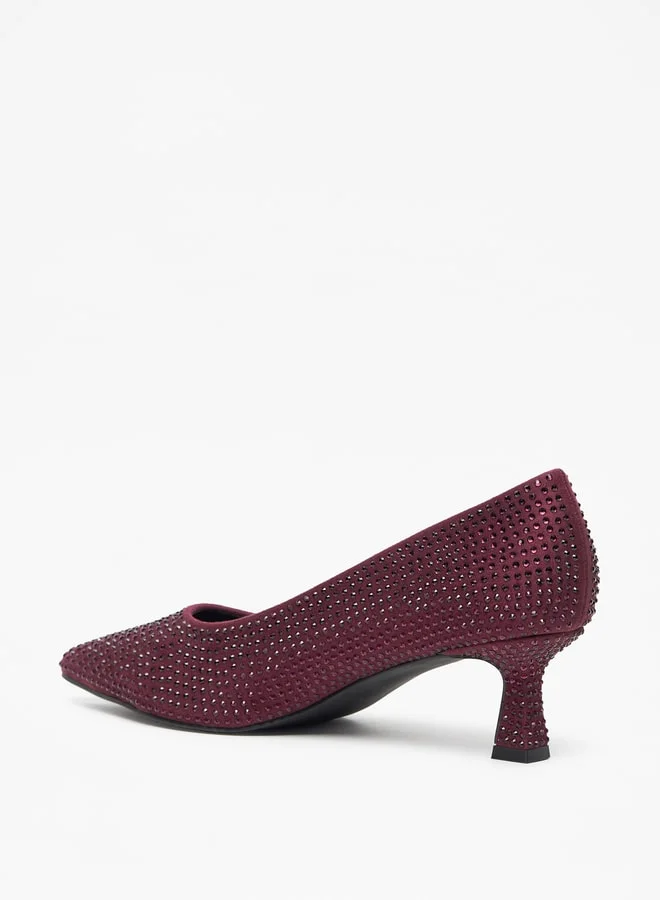سيليست Women Studded Slip On Pumps with Kitten Heels