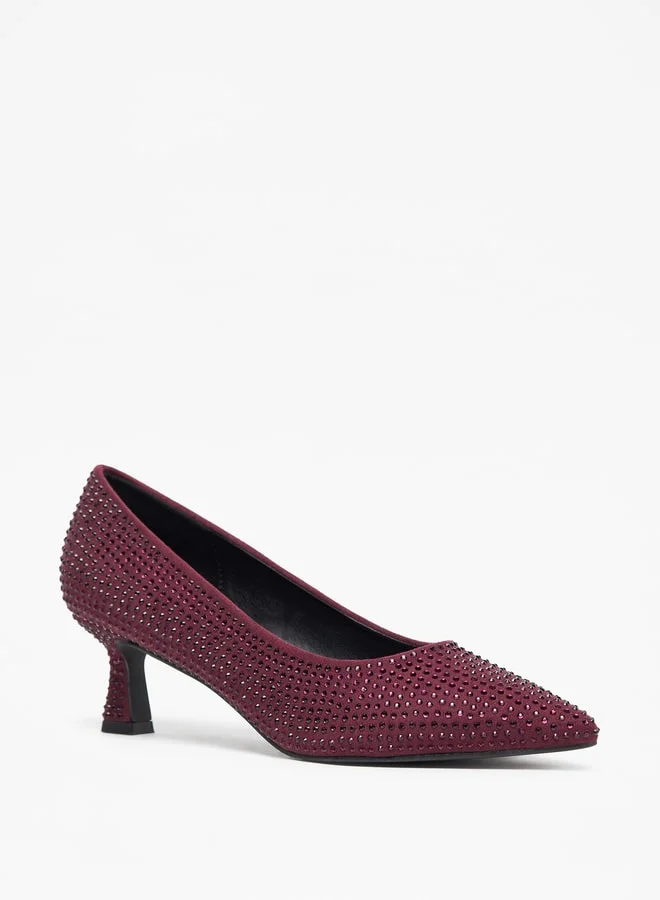 سيليست Women Studded Slip On Pumps with Kitten Heels
