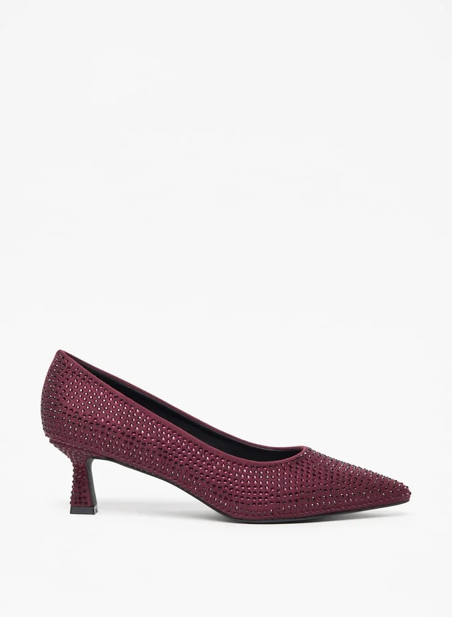 سيليست Women Studded Slip On Pumps with Kitten Heels