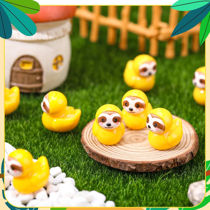 GGSTDDUP 60pcs Mini Resin Sloth, Tiny Sloths for Hiding, Miniature Sloth Figurines, Novelty Party Favors Gift Decoration (Yellow Sloth) - Image 3