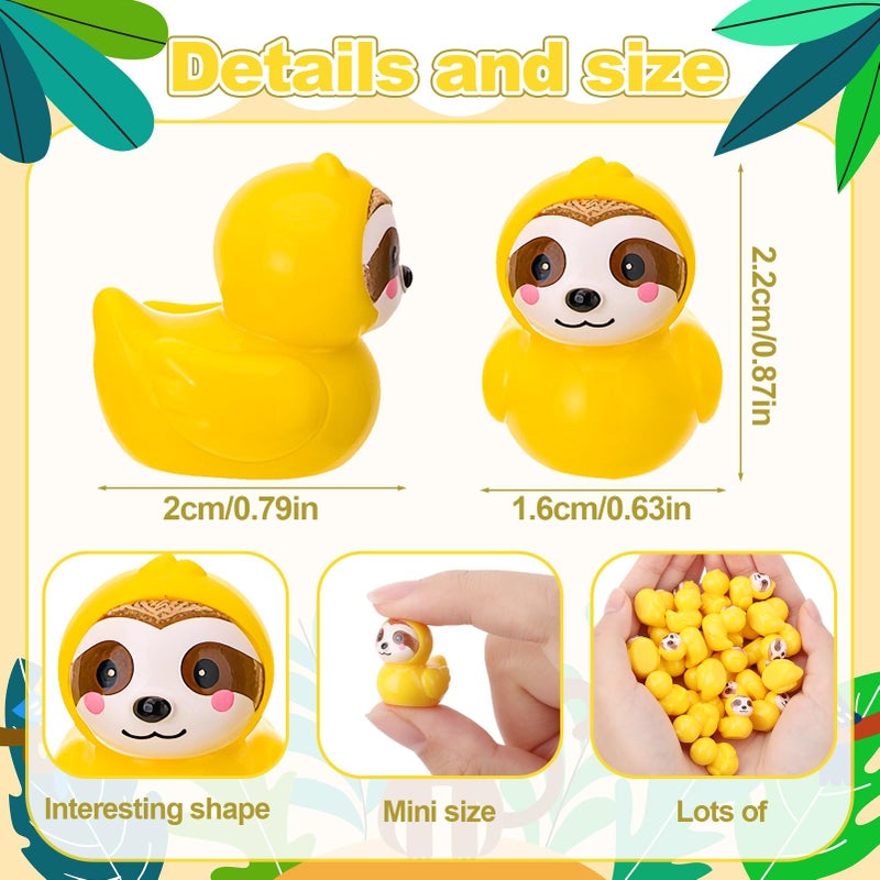 GGSTDDUP 60pcs Mini Resin Sloth, Tiny Sloths for Hiding, Miniature Sloth Figurines, Novelty Party Favors Gift Decoration (Yellow Sloth) - Image 2