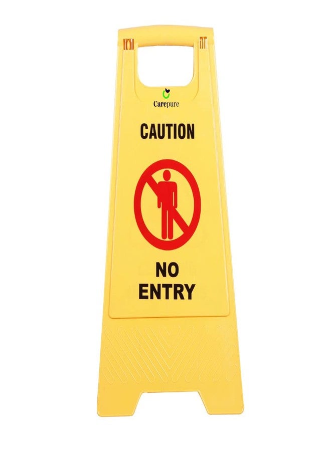 Carepure No Entry Caution Sign Board | ABS-Plastic | Standing Caution Sign Board No Entry - Yellow - Image 1