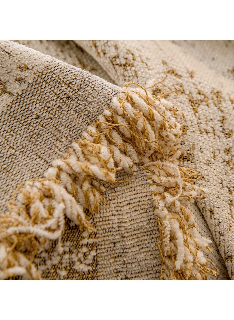 Dominy Chenille Sofa Slipcover, Thick Heavy Duty Soft Couch Covers for Furniture Protect, Modern Art Style Sofa Cover with Tassels-Khaki(Size:180 * 260cm) - Image 3