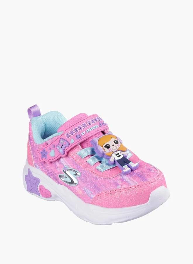SKECHERS Girls' Printed Sports Shoes With Hook And Loop Closure - Snuggle Sneaks