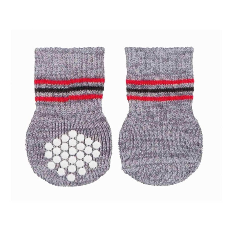 Trixie Non-Slip Socks for Dogs, Paw Protecter, Protect from Small Wounds, Cold Floors and Dusty Furniture, Grey (Color May Vary), 2 pcs (XS-S) - Image 1