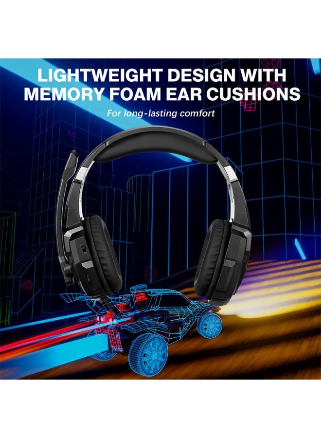 ACLIX Gaming Headset - KOTION EACH G9000 Pro Over Ear Gaming Headset for PC, PS4/PS5, Xbox One - Noise Isolating Microphone, LED Light, Over-Ear Comfort with Volume Control - Image 2