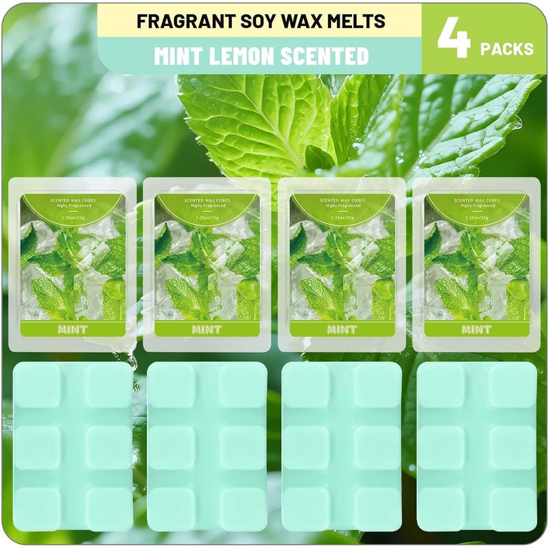 STRN Wax Melts, Mint Scented Soy Wax 4 Packs, Long-Lasting Home Fragrance Scented Wax Cubes for Warmers, for Bedroom, Living Room, Bathroom, Office (4 x 1.25 oz) - Image 1