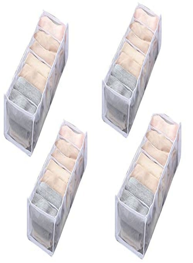 Boniry Wardrobe Clothes Organizer 7 Grids,Closet Organizers And Storage Baskets,Clothing Storage Bins Washable Fordable Drawer Clothes Compartment Storage Box (36 * 17 * 12 (Pack of 4) White) - Image 1