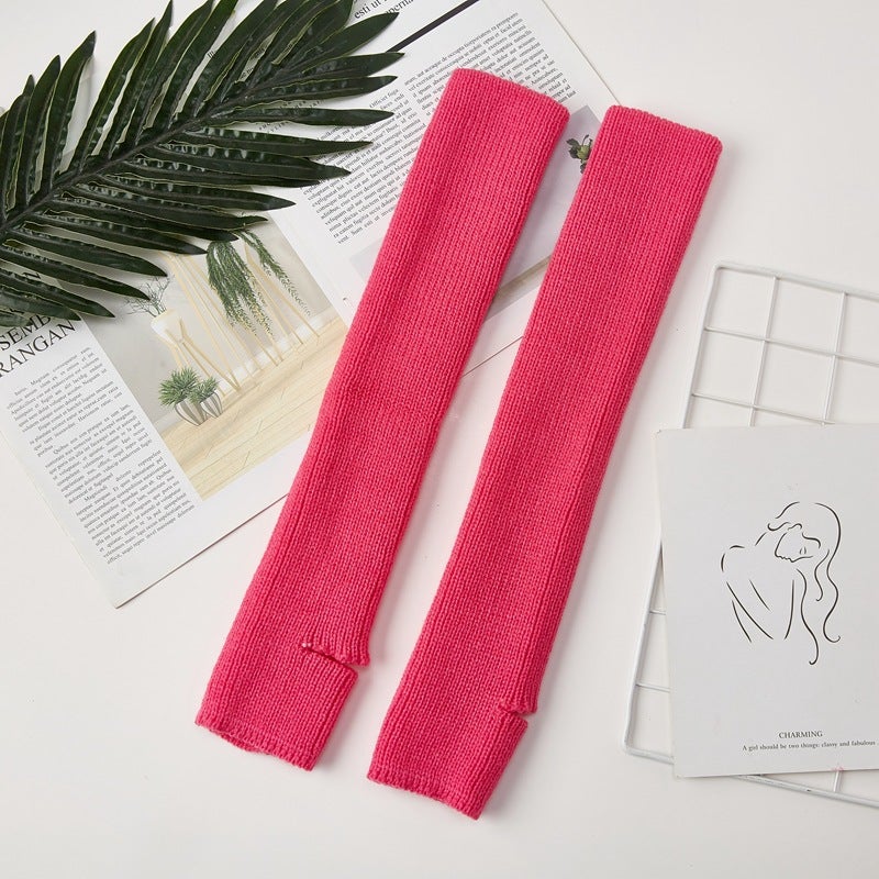 Knitted Leg Warmers for Ballet Yoga Sport Rose Red 