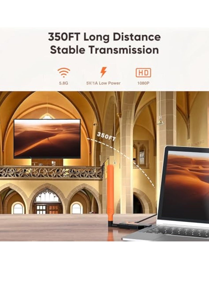 KASTWAVE Wireless HDMI Transmitter and Receiver, Plug & Play Portable 5G Wireless HDMI Extender Kit, for Streaming Video and Audio to Display/Projector from Laptop/Camera 350FT with Detachable Antenna - Image 4