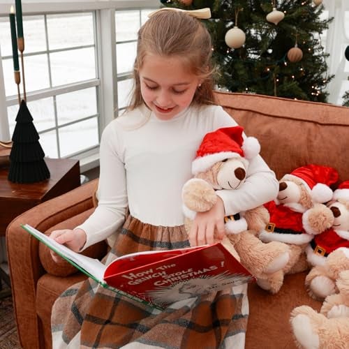 MaoGoLan 10 Pack Christmas Teddy Bears Stuffed Animal 14 Plush Bear with Classic Santa Outfits Removable Shirt Hat Fit Most Small Plush Toys Christmas Decorations Gifts - Image 5