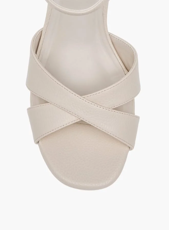 Celeste Women's Textured Sandals with Block Heels and Buckle Closure