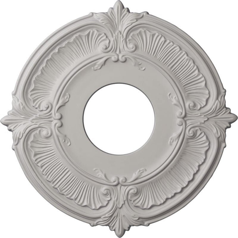 Ekena Millwork CM12ATUWF ميدالية سقف أتيكا (تناسب الأغطية حتى 3 1/2 بوصة)، مطلية يدويًا باللون الأبيض النقي للغاية - Image 1