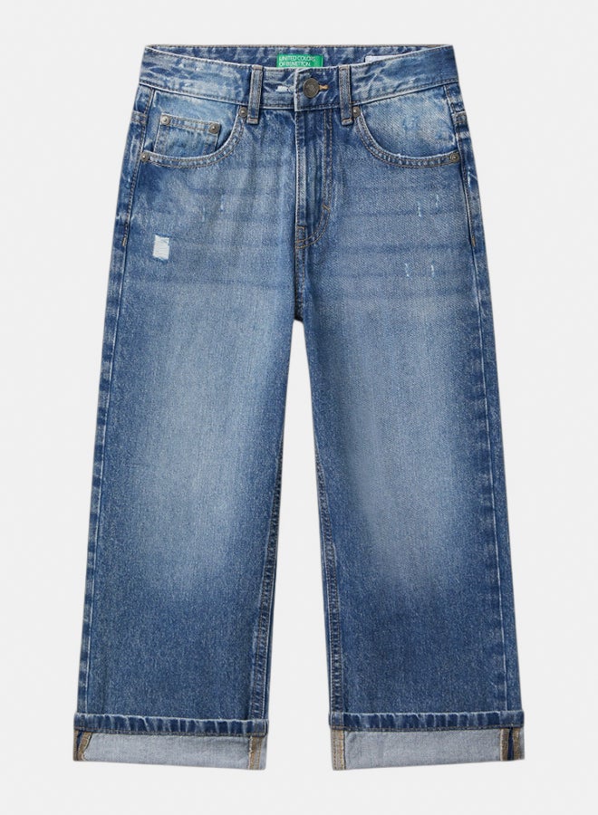 Benetton Boys Straight jeans with cuffs - Image 1