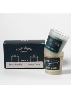 Moonlight Essence Sweet Vanilla Sunny Days Scented Candle Set Warm Vanilla Ocean Fresh Fragrance LongLasting Votive Candles for Home Office Cozy Aromatherapy Elegant Dcor