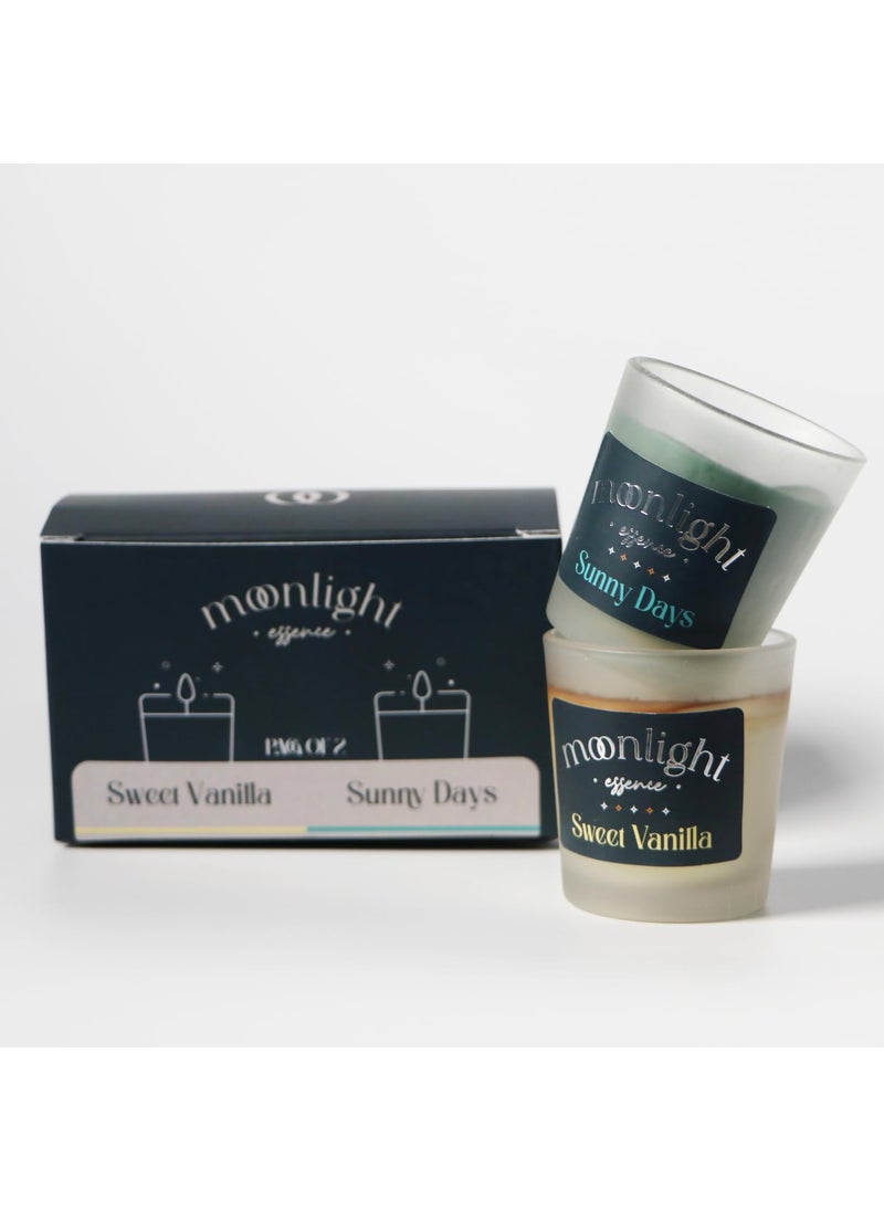 Moonlight Essence - Moonlight Essence Sweet Vanilla Sunny Days Scented Candle Set Warm Vanilla Ocean Fresh Fragrance LongLasting Votive Candles for Home Office Cozy Aromatherapy Elegant Dcor - Image 1