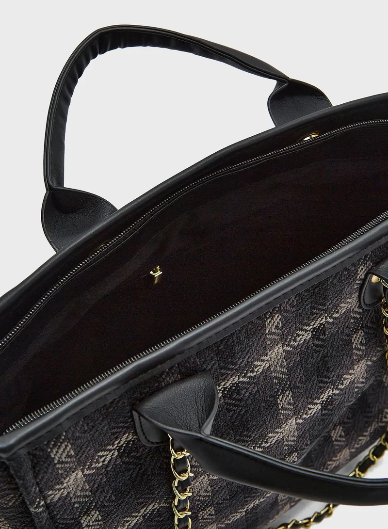 Ginger Printed Large Tote Bag With Chain Strap