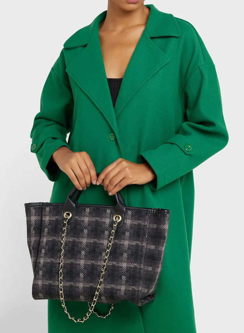 Ginger Printed Large Tote Bag With Chain Strap