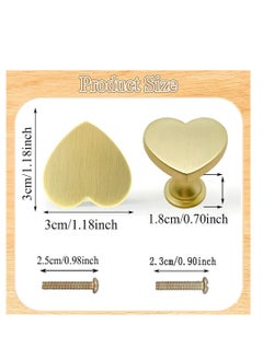 KASTWAVE Brass Drawer Knobs, Heart Shape Handle Zinc Alloy Handle, Cabinet Dresser Pulls Handles Kitchen Furniture Knobs, for Kitchen Cupboard Bathroom Dresser Closet, Modern Cabinet Hardware, 6 pcs  - Image 2