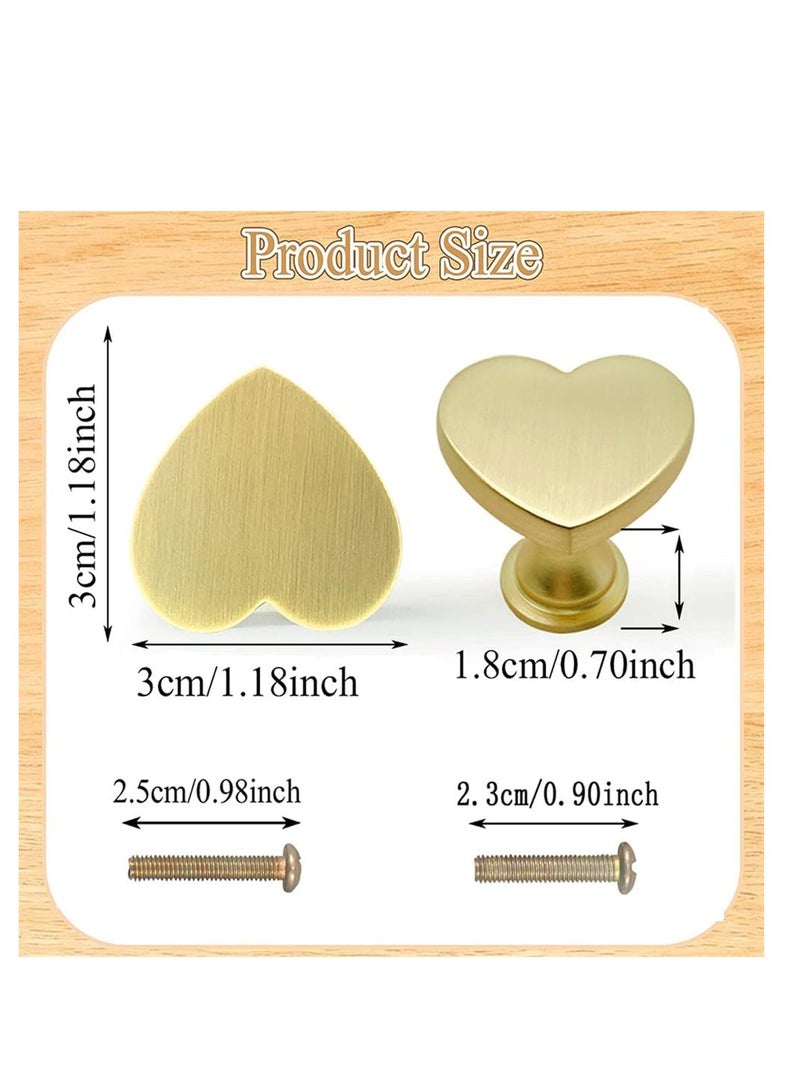KASTWAVE Brass Drawer Knobs, Heart Shape Handle Zinc Alloy Handle, Cabinet Dresser Pulls Handles Kitchen Furniture Knobs, for Kitchen Cupboard Bathroom Dresser Closet, Modern Cabinet Hardware, 6 pcs  - Image 2
