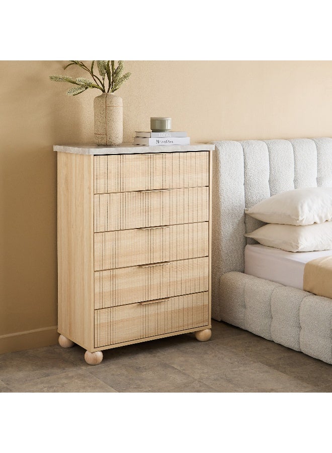 Home Box Island Chest of 5 Drawers in Natural Finish - Image 1