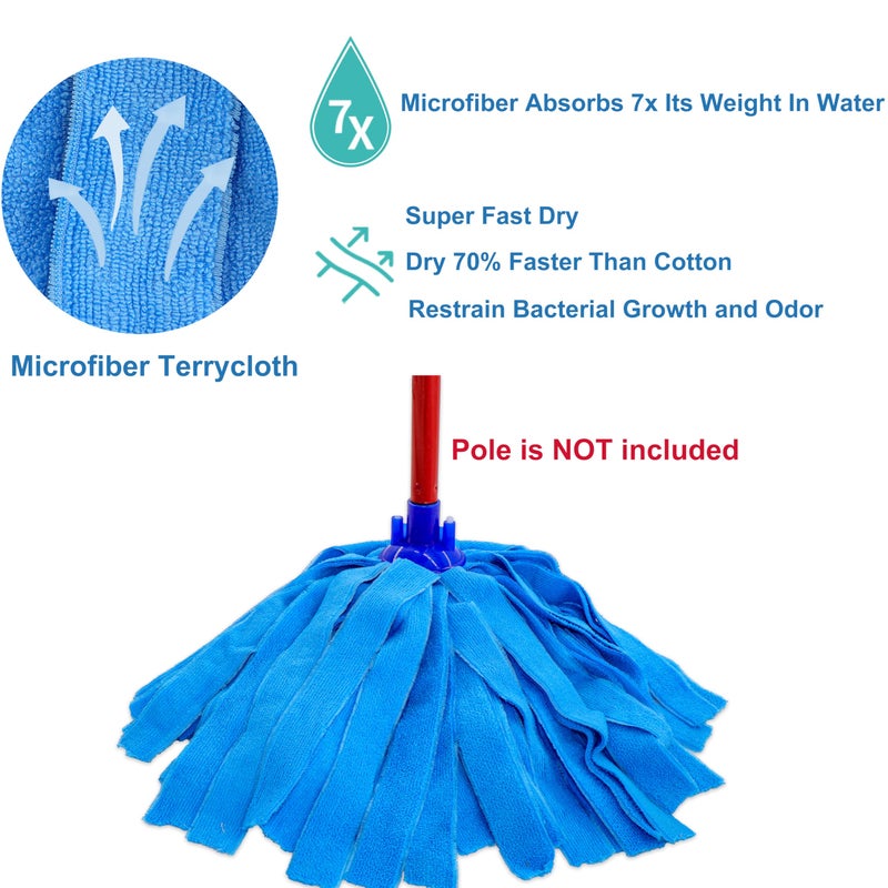 EaseYourDay 6 PCS Blue Microfiber Mop Replacement Compatible with All Standard US Threading Pole &0.8" Diameter Mop Handle - Image 5