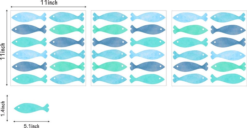 إياسو ملصقات حائط على شكل سمكة - ملصقات حائط قابلة للإزالة قابلة للتقشير واللصق لتزيين غرفة الحضانة - Image 5