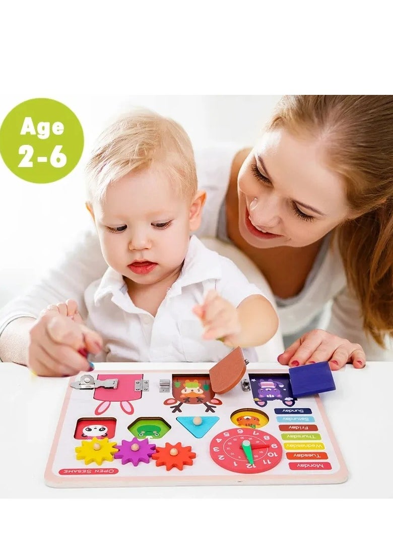 GULFLINK Wooden Multi Functional Child Busy Board Wall Sea for Kids Play Gam Wooden Multi Functional Child Busy Board For Kids Play Game  - Image 1