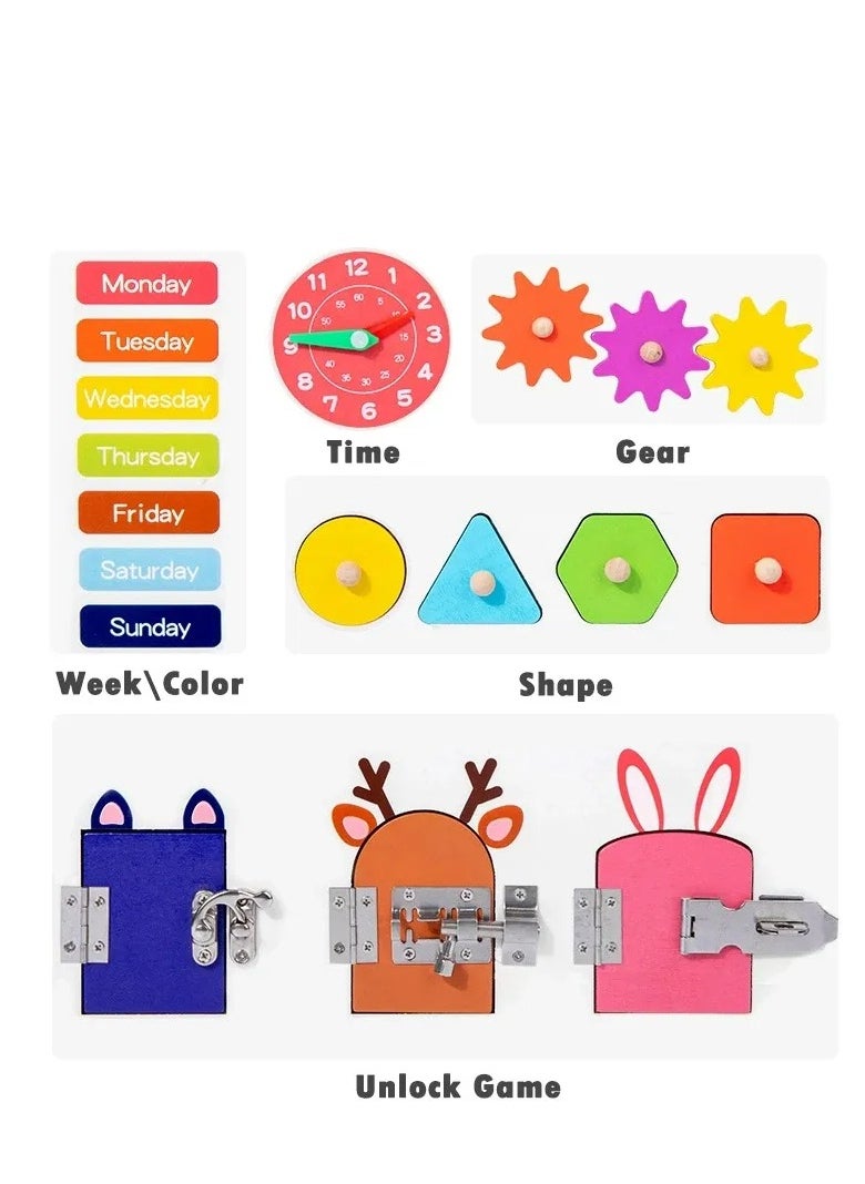 GULFLINK Wooden Multi Functional Child Busy Board Wall Sea for Kids Play Gam Wooden Multi Functional Child Busy Board For Kids Play Game  - Image 2