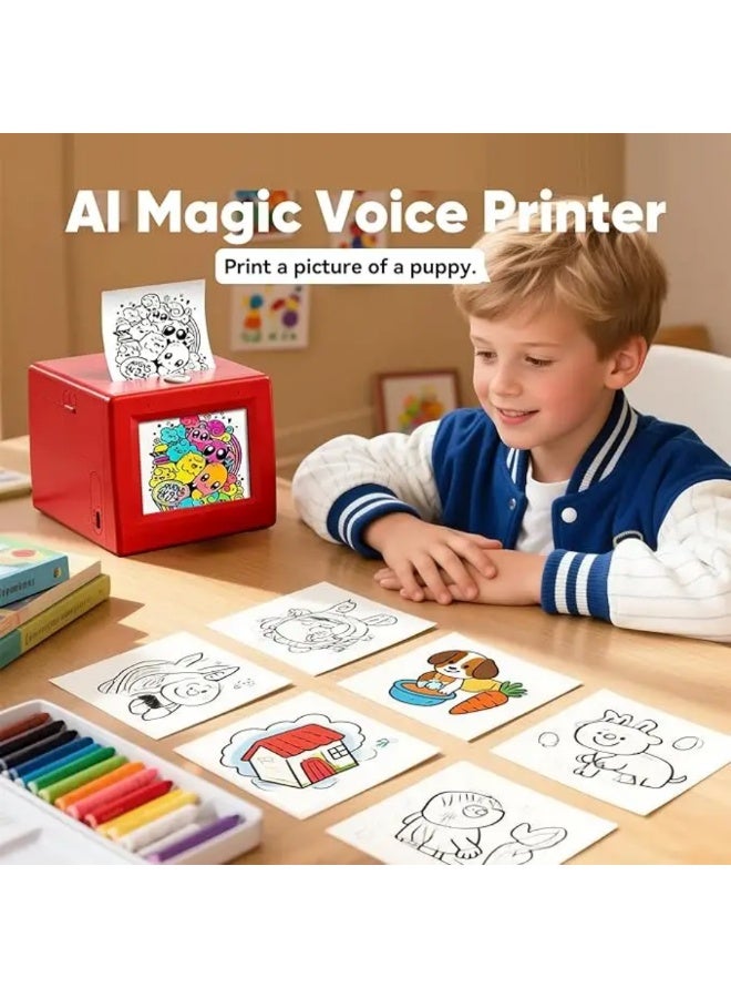 AI printer Children smart voice dialogue control printer Instant Print toy Printing press WiFi battery portable printer big screen display image child intelligent thermal printers baby Smart voice-generated drawing printer for Children's toys, birthday and holiday DIY toy gifts - Image 4