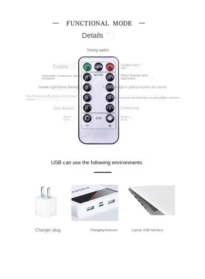 Y&D Remote Control USB Copper Wire Curtian LED Lighting Blue 3*3meter  - Image 5