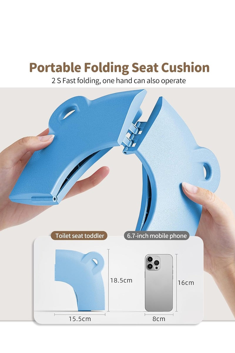 Flushrenic Foldable Portable Travel Potty,Folding Travel Potty Seat,Fits 4 Toilet Types (Round/Oval/Square/U-Shape), Lock-Grip Non-Slip Base + Splash Guard, Includes Travel Bag,Safe for Boys & Girls-Blue - Image 2