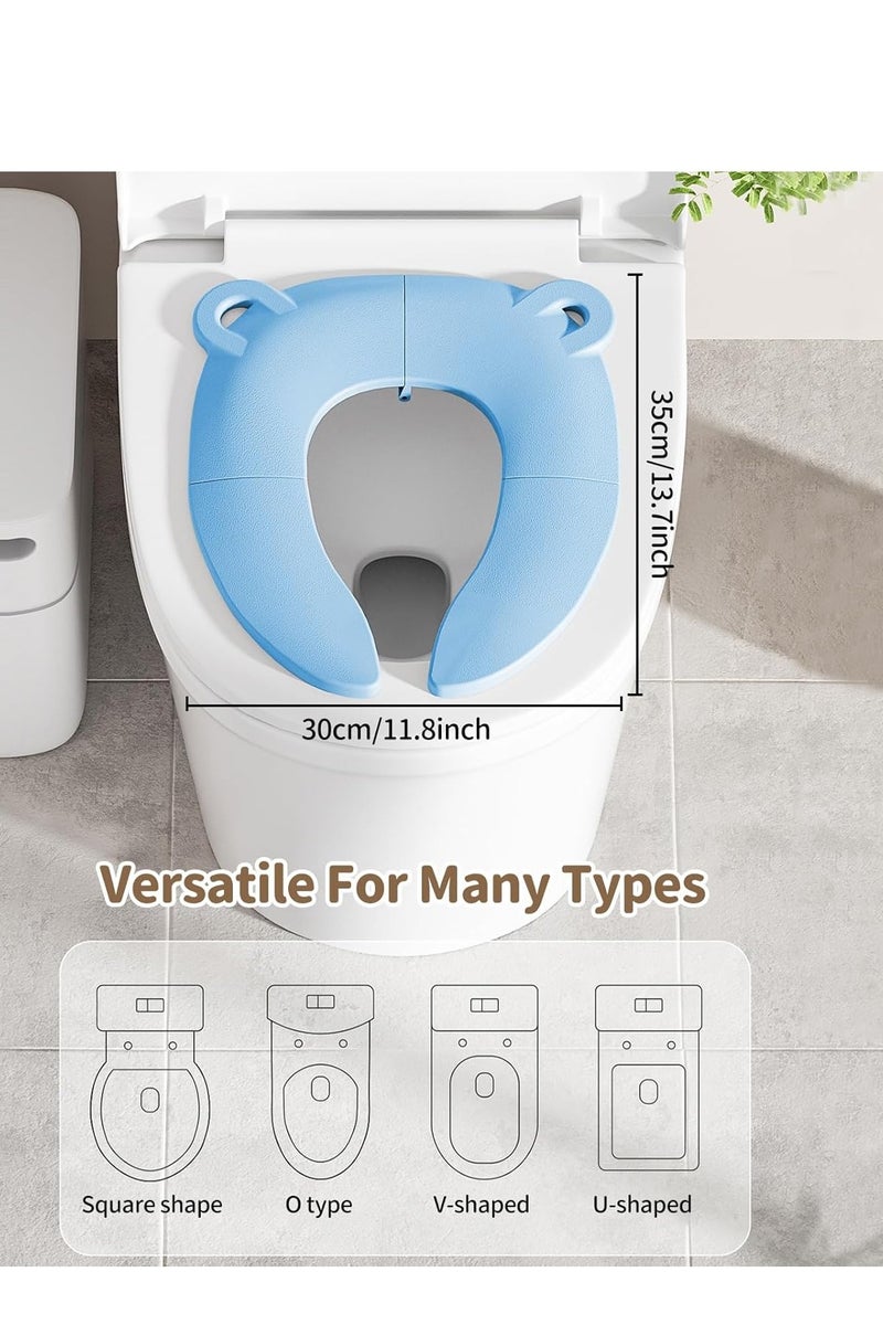 Flushrenic Foldable Portable Travel Potty,Folding Travel Potty Seat,Fits 4 Toilet Types (Round/Oval/Square/U-Shape), Lock-Grip Non-Slip Base + Splash Guard, Includes Travel Bag,Safe for Boys & Girls-Blue - Image 3