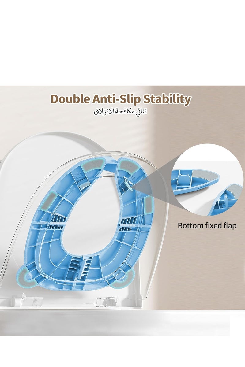 Flushrenic Foldable Portable Travel Potty,Folding Travel Potty Seat,Fits 4 Toilet Types (Round/Oval/Square/U-Shape), Lock-Grip Non-Slip Base + Splash Guard, Includes Travel Bag,Safe for Boys & Girls-Blue - Image 5