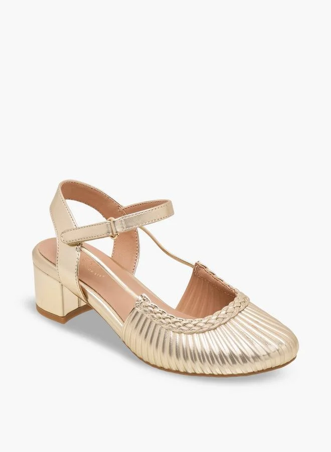 Celeste GOLD Girls Textured Block Heels Shoes for Women | Best Price UAE
