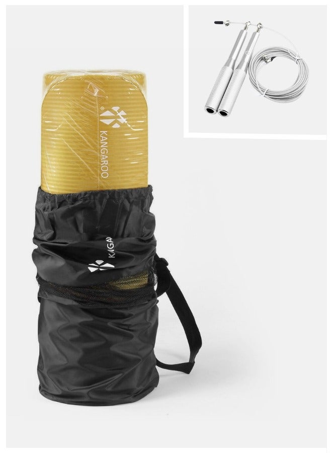 كانجرو مجموعة فرشة التمارين سمك 15 ملي اصفر مع حبل نط احترافي فضي