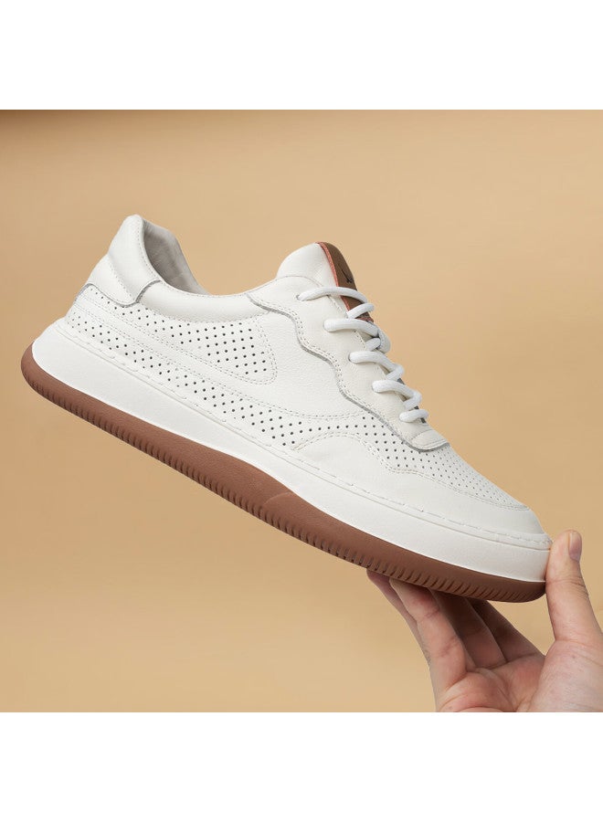 Fed First Layer Cowhide Spring Autumn New Men's Trendy Versatile Low-top White Casual Sports Shoes - Image 2