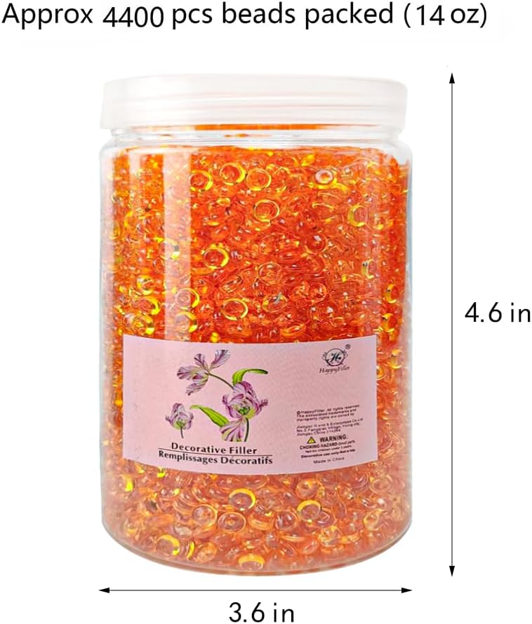HappyFiller هابيفيلر 5500 قطعة من الأقراص الأكريليكية البرتقالية الصغيرة بقطر 0.28 بوصة، لتزيين المطبخ والغرف المنزلية، لملء الوعاء، خرز مسطح، حامل للشموع، رقائق الزينة للحفلات. - Image 4