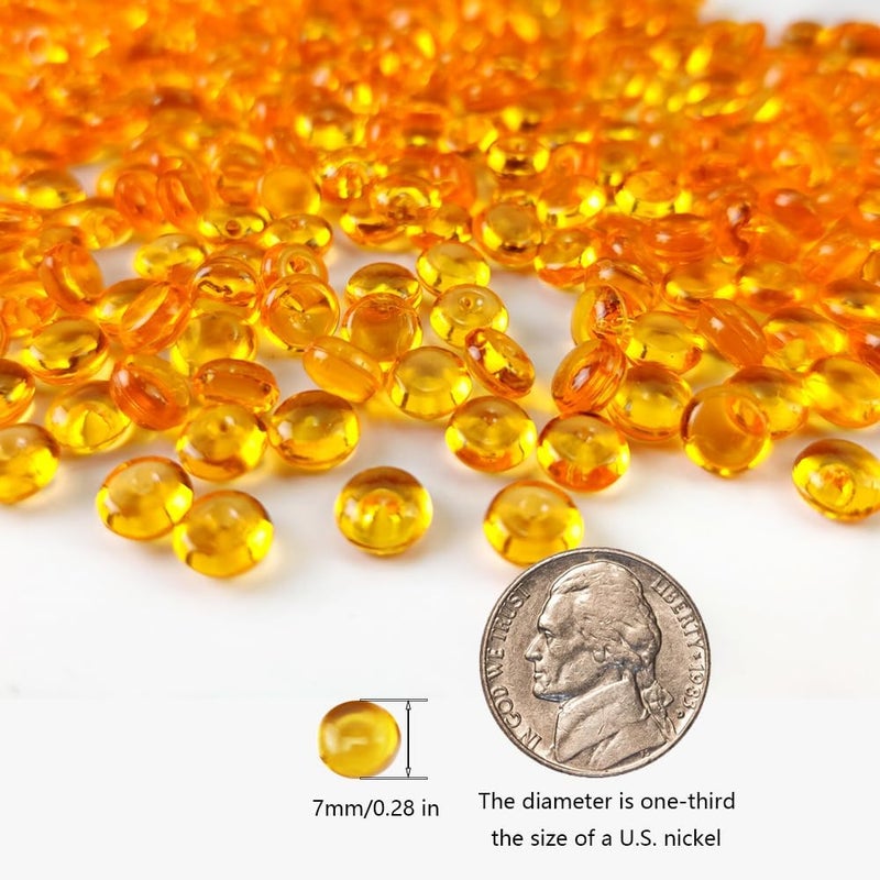 HappyFiller هابيفيلر 5500 قطعة من الأقراص الأكريليكية البرتقالية الصغيرة بقطر 0.28 بوصة، لتزيين المطبخ والغرف المنزلية، لملء الوعاء، خرز مسطح، حامل للشموع، رقائق الزينة للحفلات. - Image 3