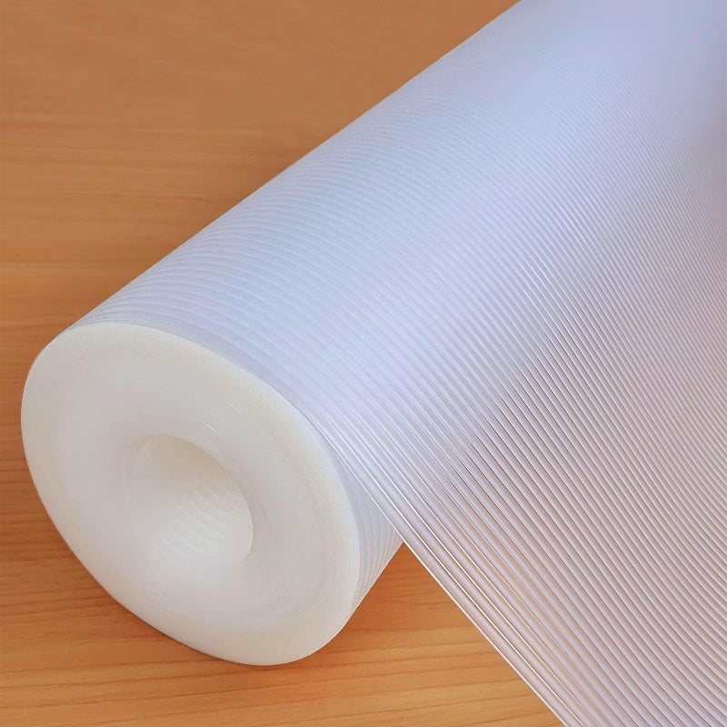 Hersvin Shelf Liners 24 in x 30 ft EVA Drawer Mats NonAdhesive Cupboard Protector Kitchen Cabinet Lining Fridge Liner Clear Stripe 61x915cm
