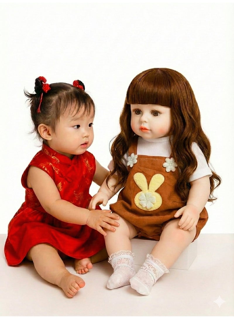 REZZOSS Soft Doll 46cm Realistic Reborn Baby Doll Silicone Vinyl Toddler Girl Toy | Lifelike Newborn Doll with Silky Hair & Brown Butterfly Outfit | Poseable Moving Limbs Play Doll for Kids | Best Birthday Gift for Girls 3+ | Real Looking Weighted Doll - Image 2