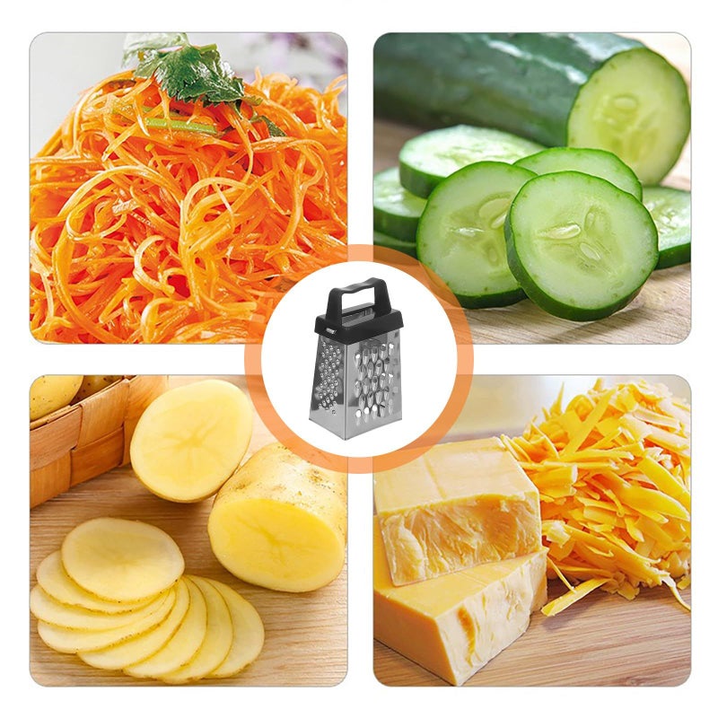 Stainless Steel Vegetable Grater Set With Black White Gray Handles 3pcs - Image 4