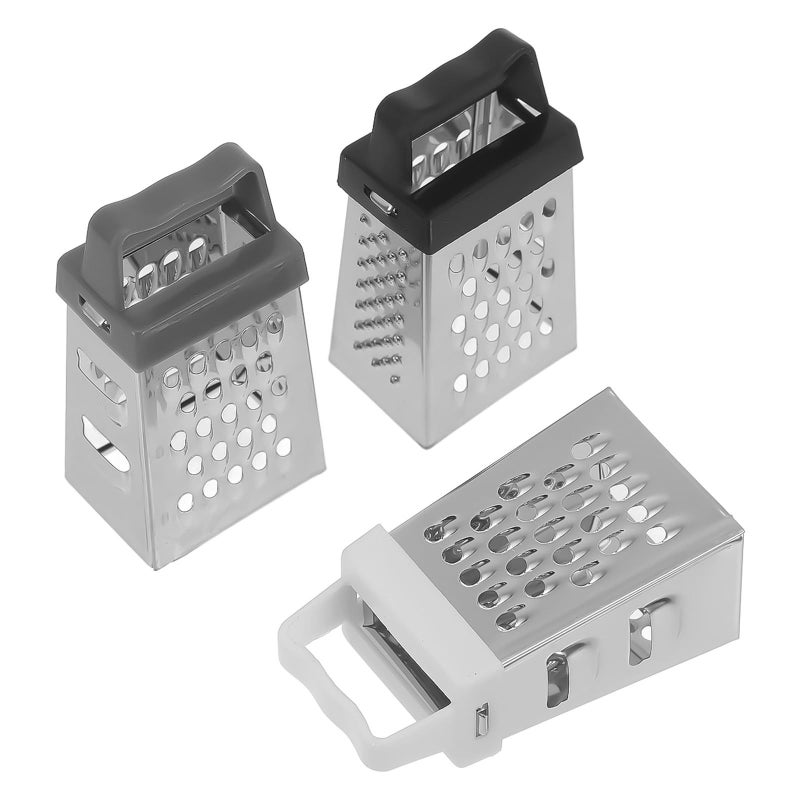 Stainless Steel Vegetable Grater Set With Black White Gray Handles 3pcs - Image 2