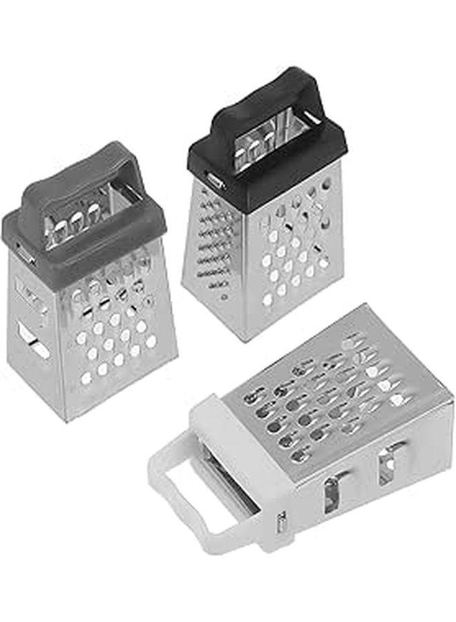 Stainless Steel Vegetable Grater Set With Black White Gray Handles 3pcs - Image 1