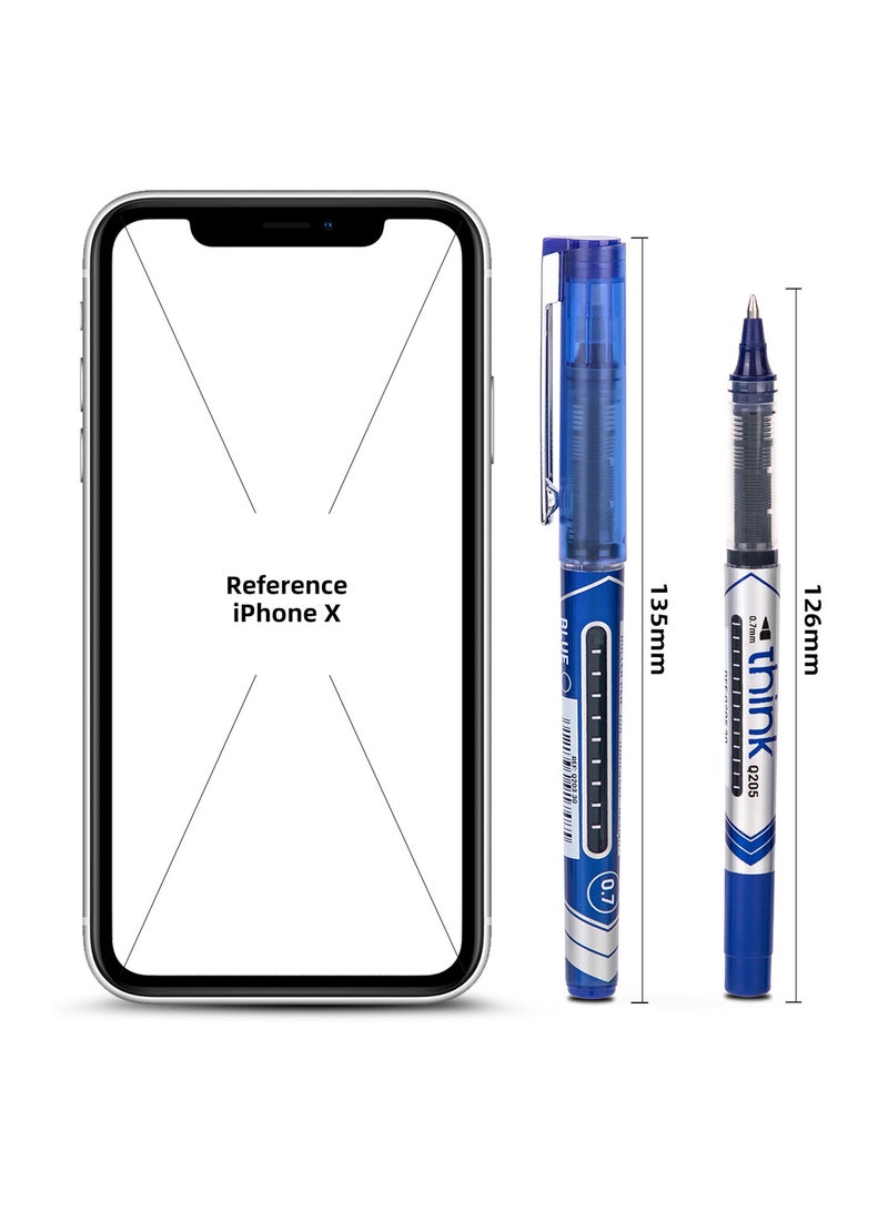 Deli Blue Rollerball Pen 0.7mm , Low Odor , Smooth Writing for Note Taking , Journaling , Drawing , Pack of 12 Pens - Image 2