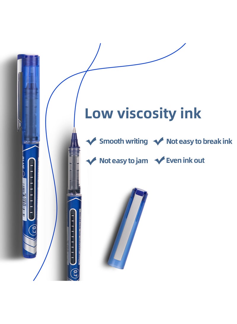 Deli Blue Rollerball Pen 0.7mm , Low Odor , Smooth Writing for Note Taking , Journaling , Drawing , Pack of 12 Pens - Image 3