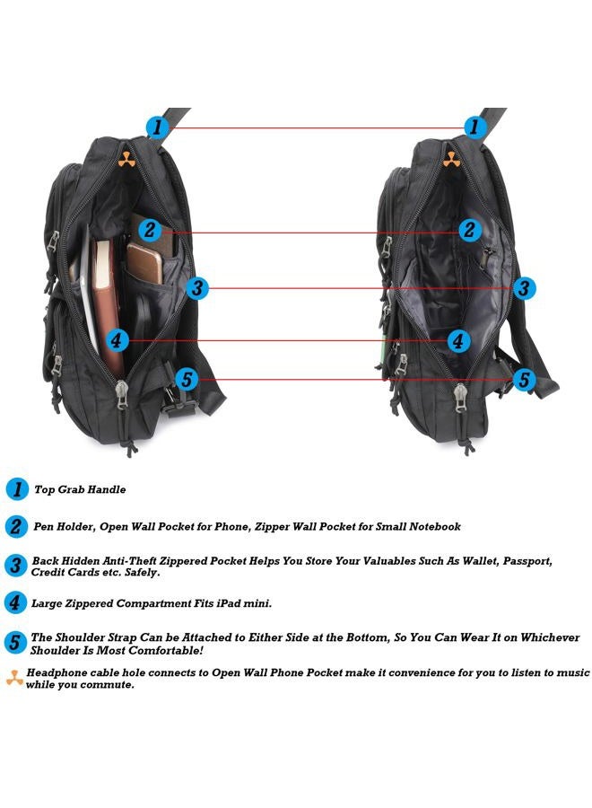NicGid Sling Backpacks, Sling Chest Bag Shoulder Crossbody Bags for Men Women Outdoor Travel, Black, S, Traveling - Image 5