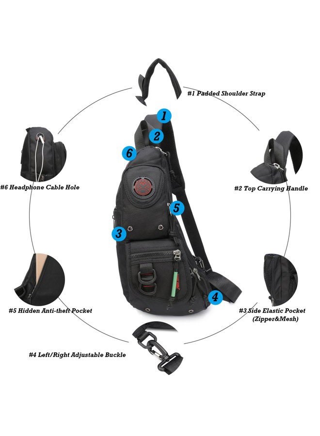 NicGid Sling Backpacks, Sling Chest Bag Shoulder Crossbody Bags for Men Women Outdoor Travel, Black, S, Traveling - Image 3
