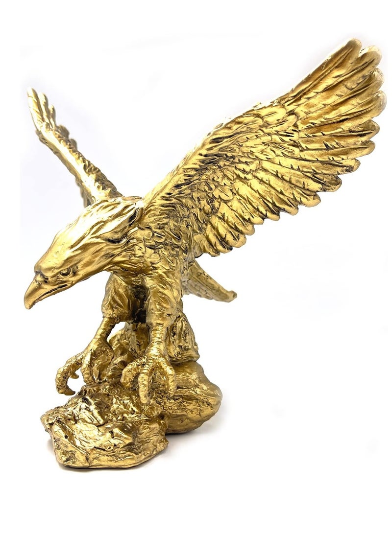 Raxoom Golden Eagle Resin Ornaments Statue, Golden Eagle Sculpture Modern Home Office Figurine Decor Desktop Decoration (Golden 1) - Image 3
